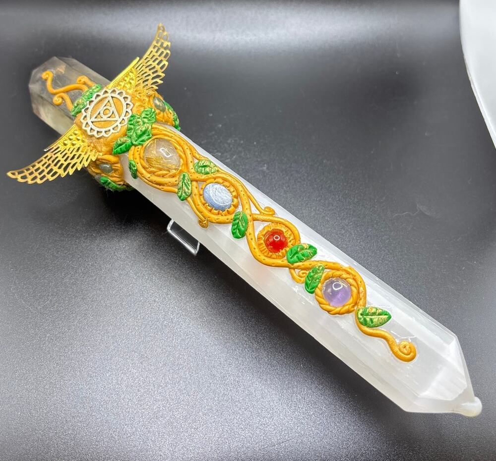 Hand Crafted Wand with Crystals and Baubles